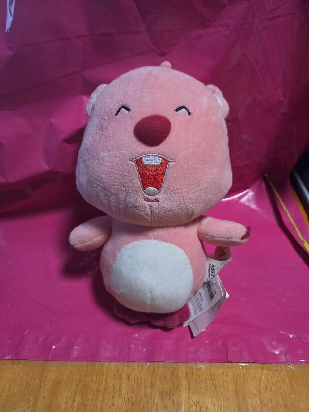 ZANMANG LOOPY Plush Original Standing Pink Beaver Doll Smiling Face Soft